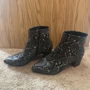 BLACK FAUX SNAKESKIN BOOTIES - only worn once